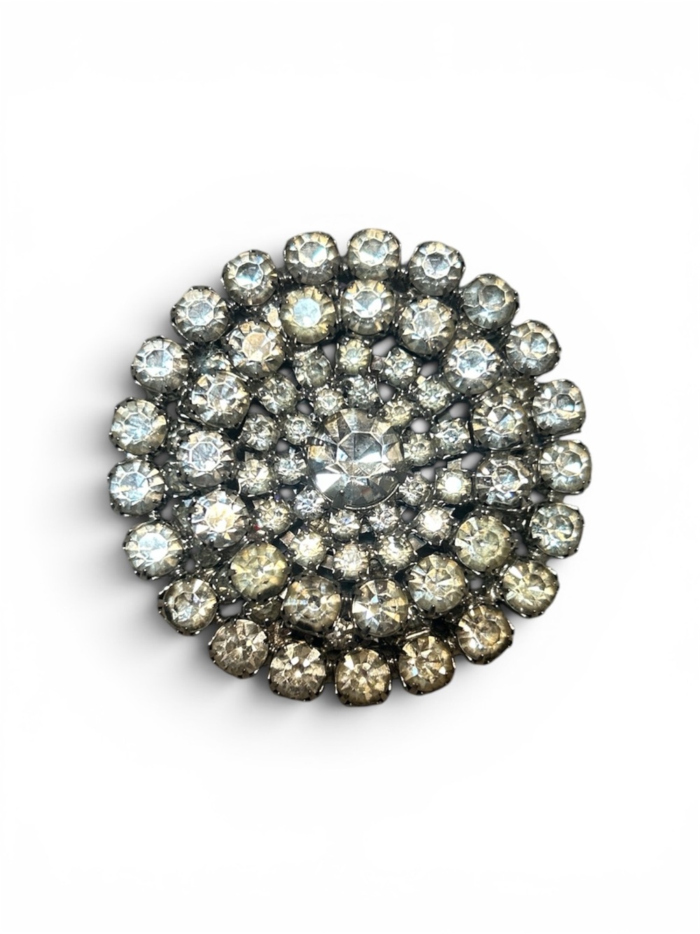Vintage Crystal Cluster Brooch in Clear and Champagne Tones